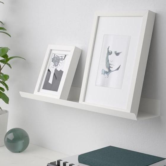 TERMURAH - Rak Dinding Tembok Ambalan Display Foto/Pajangan Bahan Besi 60cm_Putih