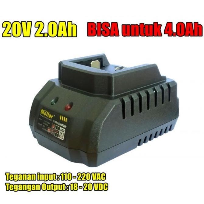 {{{{}}] Charger Baterai Cordless Mollar 20V 2.0AH Rapid Fast Charging