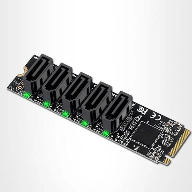 TERMURAH - M.2 Nvme To Sata 3.0 5 Ports Adapter Converter Card