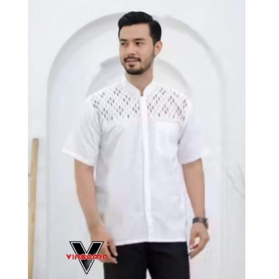BELI Baju Koko pria dewasa katun Bordir Kekinian BELI