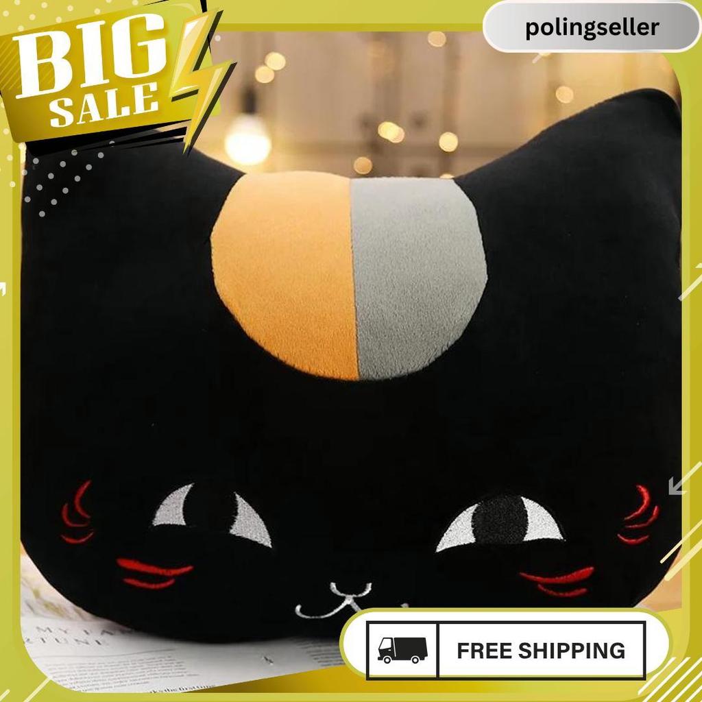 Bantal Boneka Mewah Nyanko Sensei Penghangat Tangan Buku Teman Natsume Boneka Berbulu Kucing Kawaii 