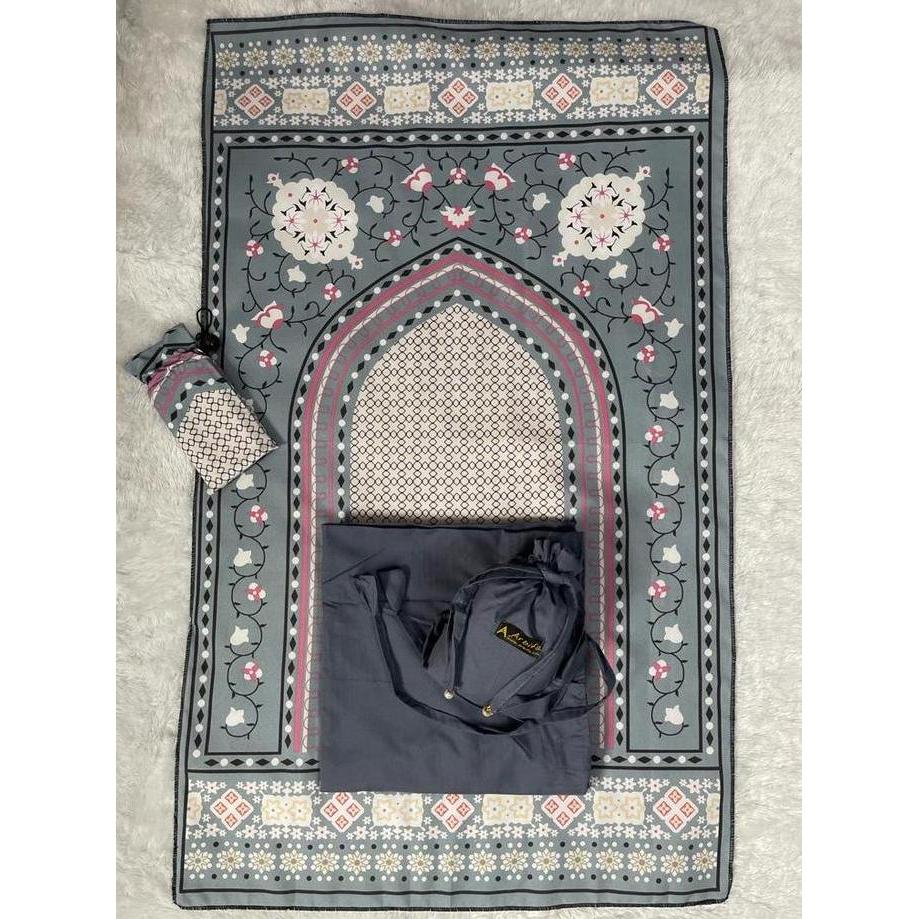 Arbifa | Full Set Mukena + Sajadah Jamila Dewasa Travel Series Katun Polos Renda Arbifa