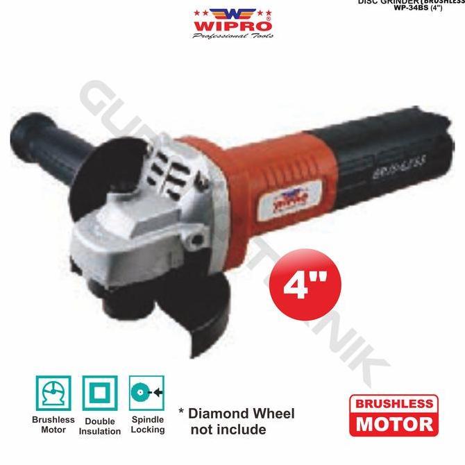 CARDIENAL Mesin Gerinda Tangan Brushless 4" WIPRO WP-34BS/Gerinda Gurinda Grinda