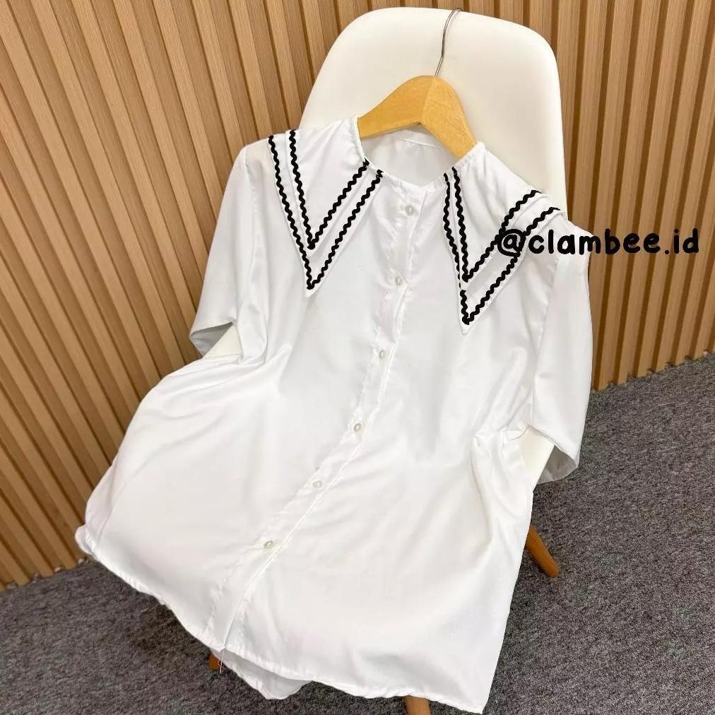 TERMURAH PINKA Blouse Kemeja Kerah Renda