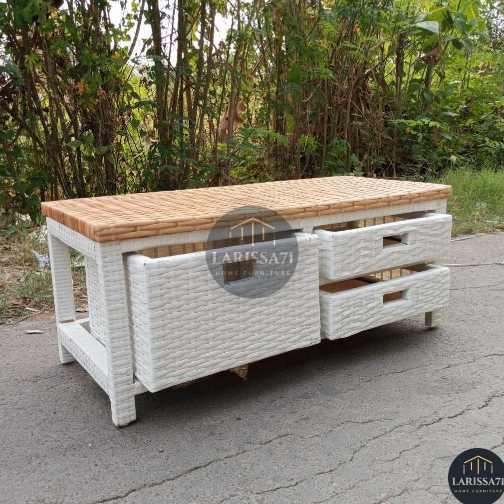 Meja TV Minimalis Rotan Sintetis Lemari Plastik Rotan Sintetis Murah