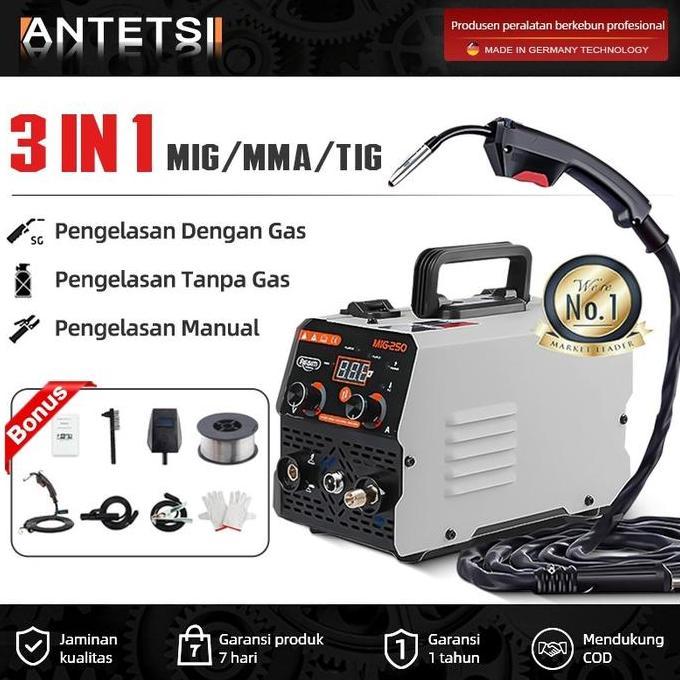 ANTETSI  Mesin Las mig Listrik trafo las welding inverter Las Tanpa Gas Travo Inverter MIG 250 Mesin