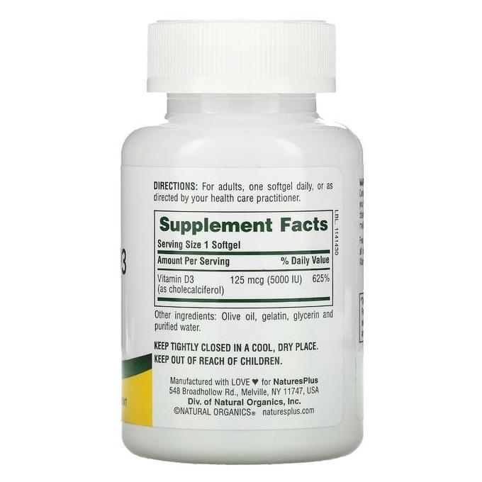 Natures Plus Vitamin D3 5000 IU 60 Softgels