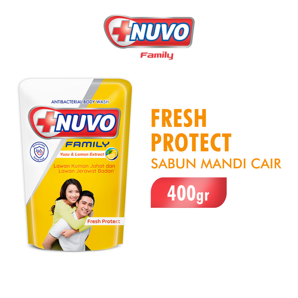 Nuvo Family Sabun Mandi Cair Kuning Fresh Protect Pouch 400 gr x2 - Gambar 2