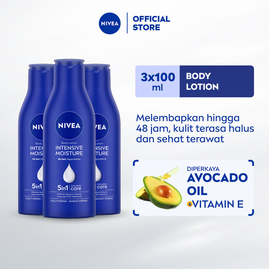 (PAKET HEMAT ISI 3) NIVEA Body Lotion Intensive Moisture 100ml - Hand body lotion mositurizer 48 jam