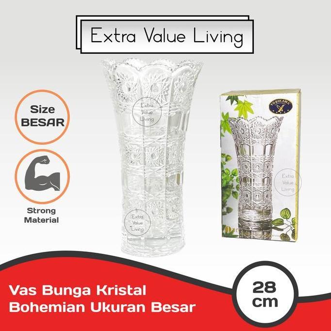 PROMO DISKON - Vas Bunga Kristal Vas Bunga Kaca 28 CM Estetik Vas Kristal Bohemia Crystal Vase Clear