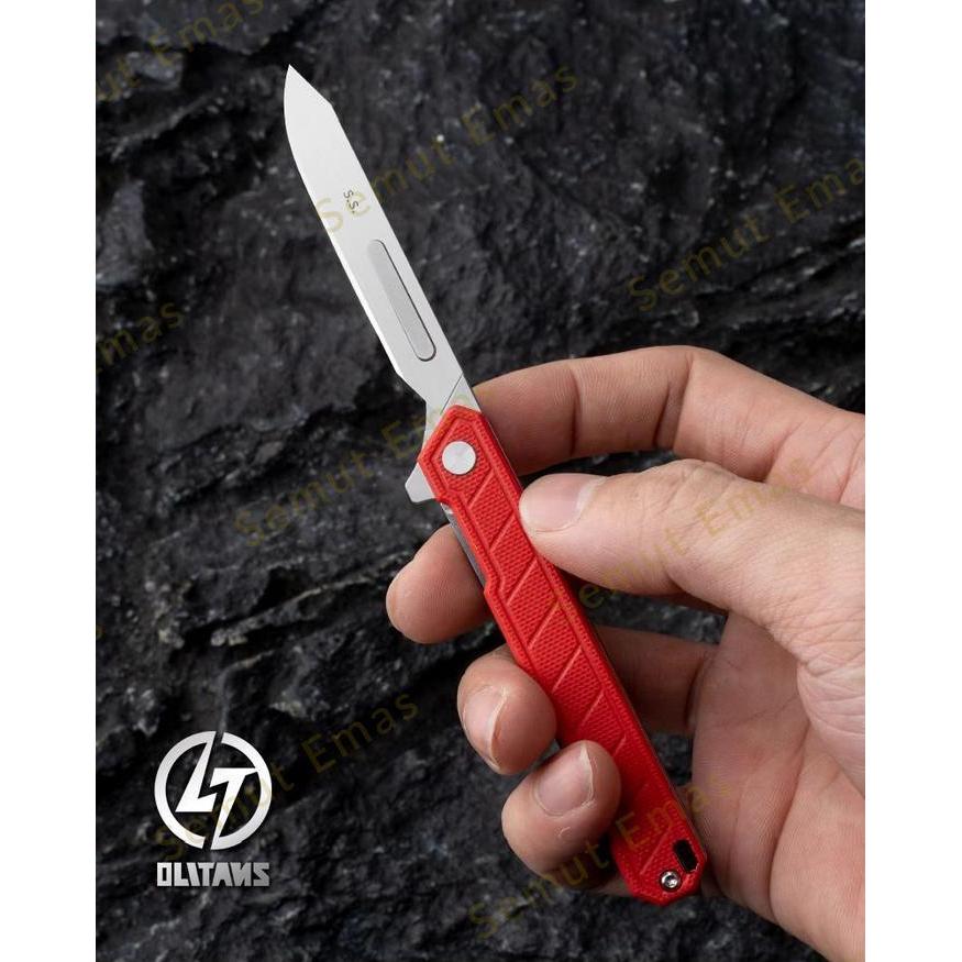Olitans Al-G046 Folding Scalpel G10 / Pei (Ultem) Handle Baru