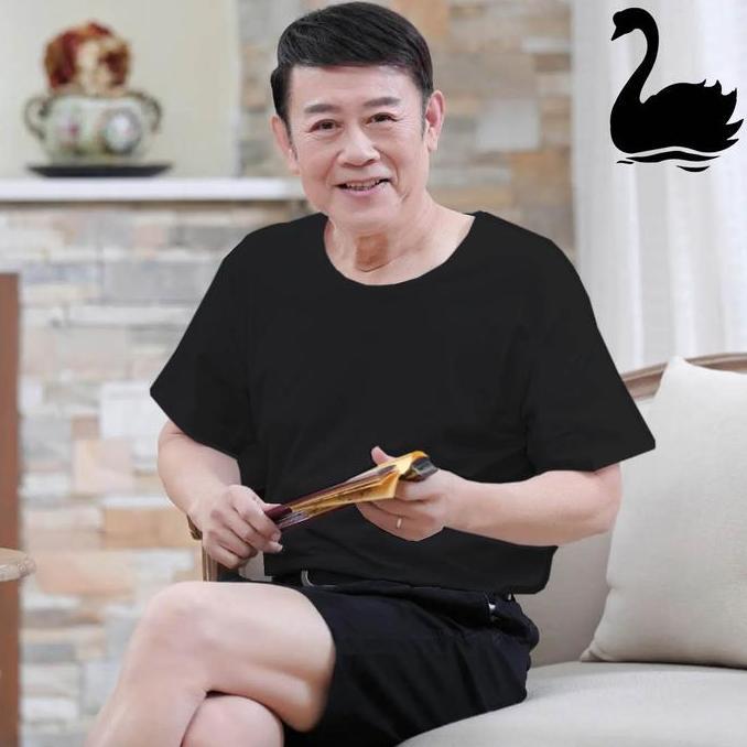 Lansungkirim- Swan Shogunavo Kaos Oblong Pria Swan Brand - Type 100% Katun Premium Hitam