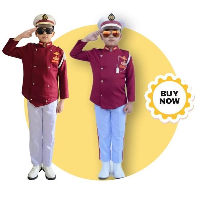 Baju Profesi Taruna Akpol Kostum Anak Fashion Loreng Ripstock Lengkap Dengan Talikur Peluit Baret Da