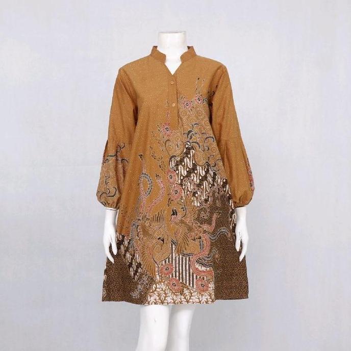 Batik Wanita Tunik Sogan RatuRatih Bahan Katun Primisima Pola SMLXLXXL XXXL Muslim Panjang