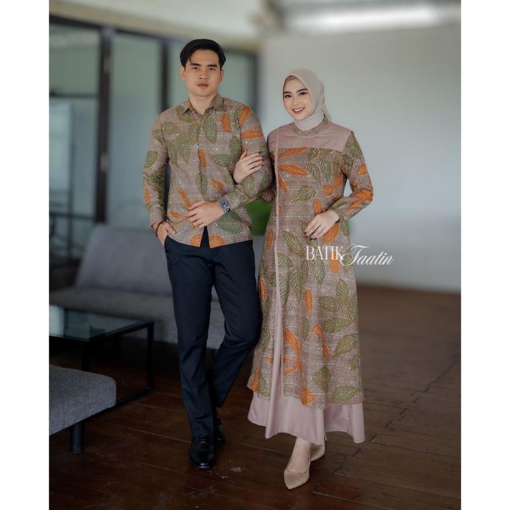 Batik Faatin | Gamis Asymetric | Gamis Batik Katun Kombinasi Polos toyobo premium | Batik Gamis Terb