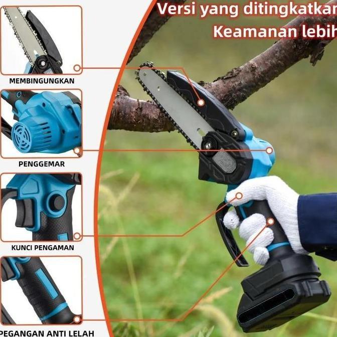 Chainsaw Gergaji Cordless Mesin Lithium Gergaji Rantai Elektrik Portable Genggam Lithium Gergaji Pem