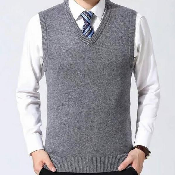Rompi Pria Rajut Casual Keren Kantor Semi Formal Vest Bahan Knitting Benang Halus Nyaman Size Sxxl W