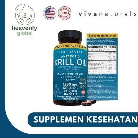 Viva Naturals Krill Oil 1250 mg with Astaxanthin & Omega 3 - 60 Capsules