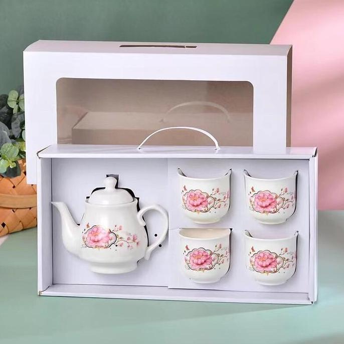Ceramic Tea Set / Teko Cangkir Keramik Teh Kopi Hampers Souvenir Gift BIN