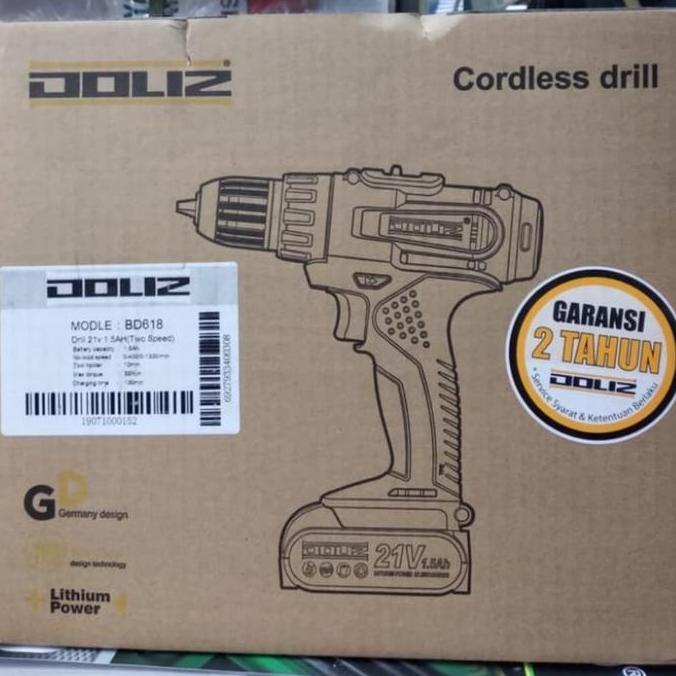 Terjangkau Mesin Bor Baterai Doliz Bd618 Cordless Drill Doliz Bd 618 21V