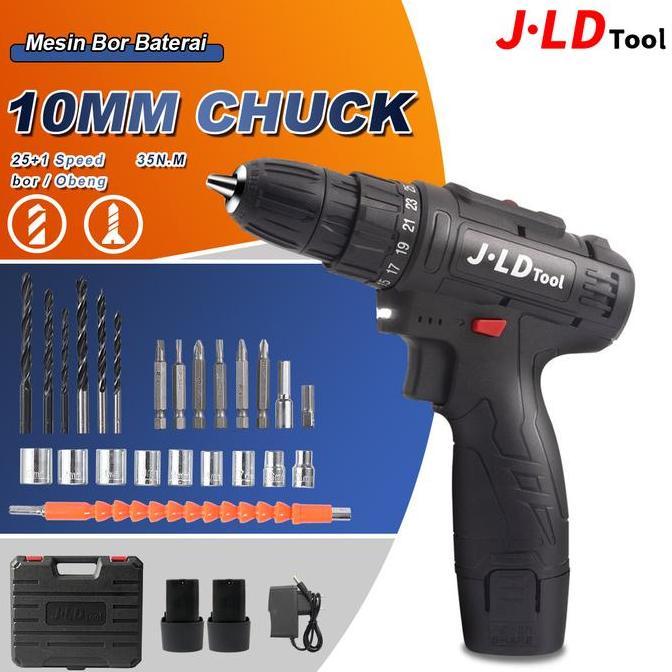 Diskon Jld 12Vf Mesin Bor Baterai Murah Berkualitas Bor Cas Jld Bor Case 2 Batre Fullset Portable 25