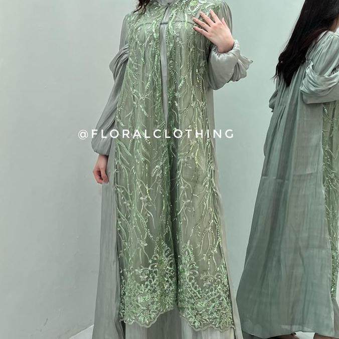 Murah F519 dress gamis kondangan korean style / gamis pesta / gamis syari Bunga Bunga Bunga Bunga No