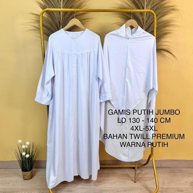 Murah Gamis Putih Super Jumbo Ld 130 -140 Cm Model Polos Kekinian Non COD