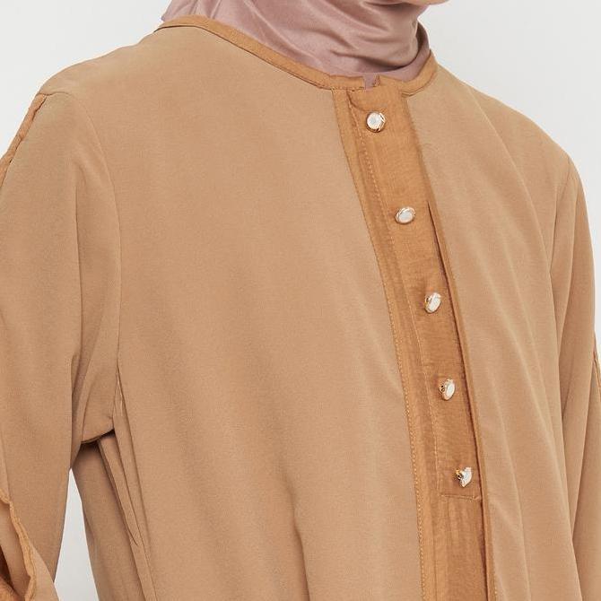 Murah Gamis Wanita Pakaian Muslim Wanita Gamis Slit Warna Coklat SR277 Non COD