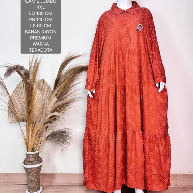 Murah Gamis Jumbo Ld 130 Cm Bahan Rayon Premium Motif Polkadot Non COD