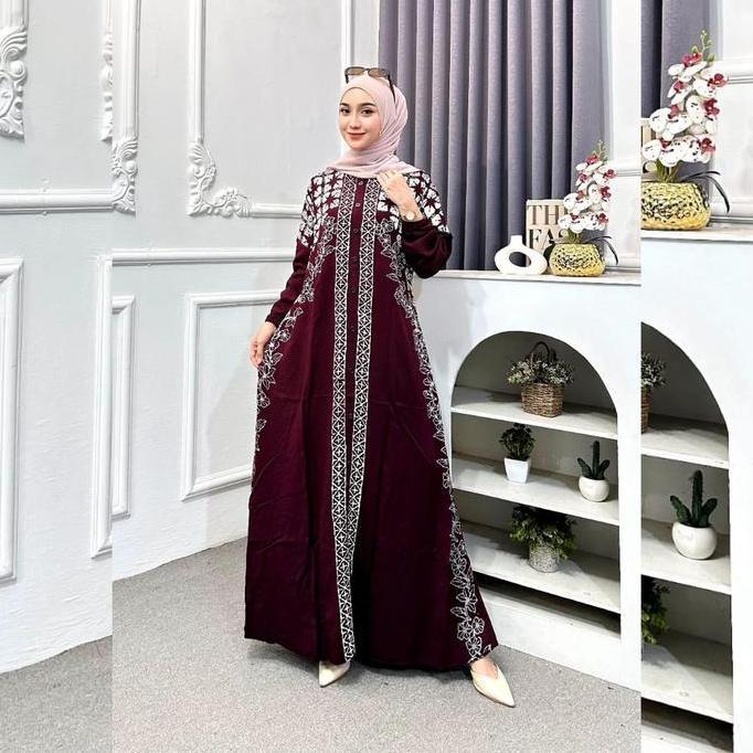JUAL Naya Batik - Gamis Twill Ori Premium 2025 Berkualitas Motif Garis Batik Cap Malaman Bukan Sablo