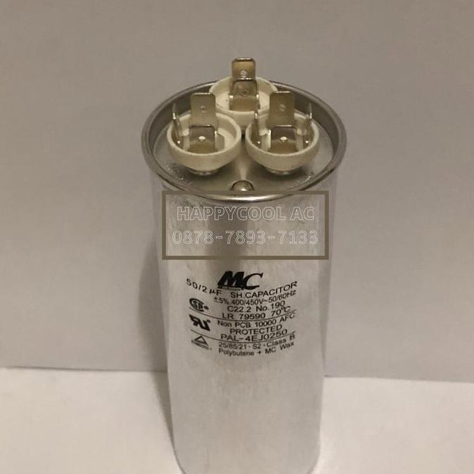 Kapasitor 50/2 uF Merk MC 3 kaki Capacitor AC 50/2 mikro