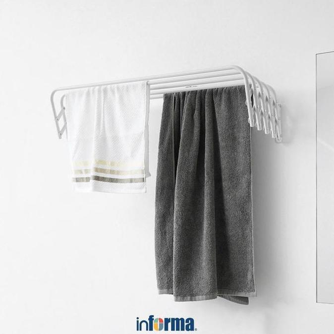 Informa Jemuran Dinding Rectractable 501 - Putih Gantungan Handuk Rak Baju Jemuran