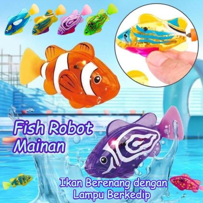 CROWHEAY Mainan Robot Ikan Berenang Dengan Lampu Mainan Anak Robot Ikan Berenang/Robot Ikan/Ikan Ber