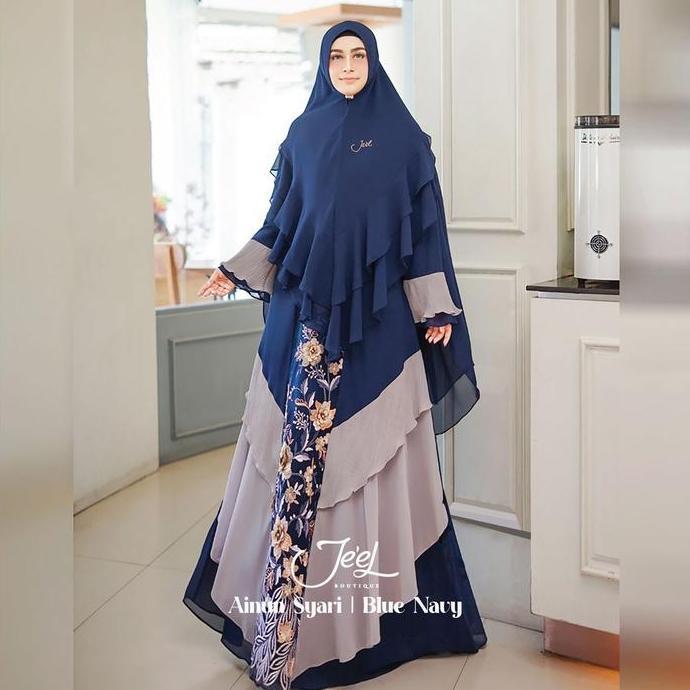 Jeel Boutique l Ainun Gamis Syari Terbaru 2023 | Warna Abu, Coksu, Dusty, Hijau Mint, Hitam, Merah, 