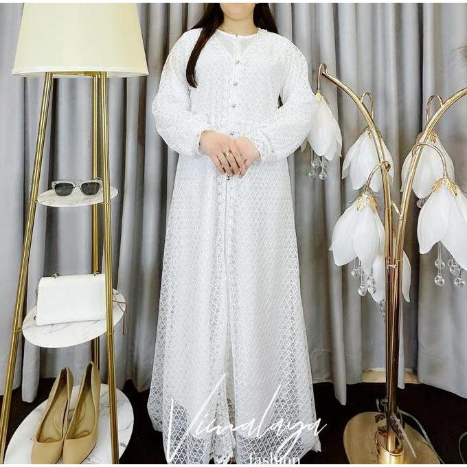 Murah Gamis Brukat Wanita Kekinian Lebaran Kondangan 2 in 1 Inner - Outer Baju Muslim Vima 1262 Non 