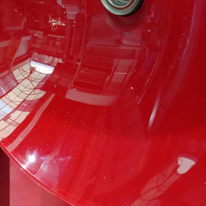 wastafel kaca tempered glass merah bulat