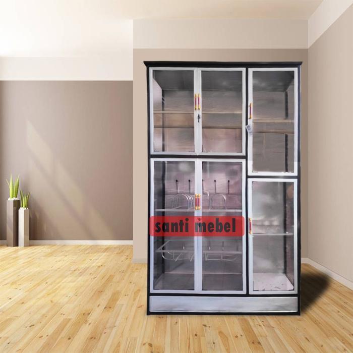 Lemari Dapur Rak Piring Aluminium 3 pintu Hit BKS Tebal