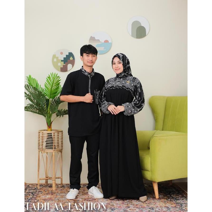 Termurah / Hot Sale Sarimbit Kanaya Gamis Couple Dan Kemeja Koko Bahan Soft Crinkel Polos Dan Ceruty