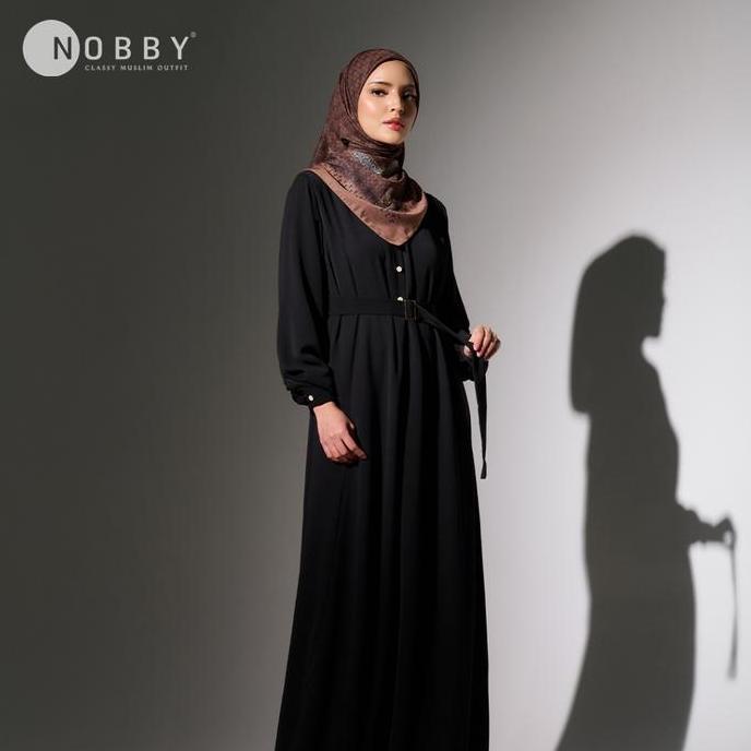 Murah Nobby Kirana Dress Gamis Wanita Muslim Elegan Bahan Woolpeach Texture Ultimate Syari Hitam Non