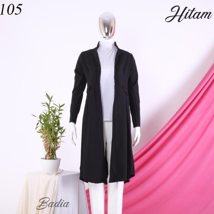 Outer Panjang Wanita Long Outer Cardigan Lengan Panjang Wafel Crepe Polos Muslimah Premium