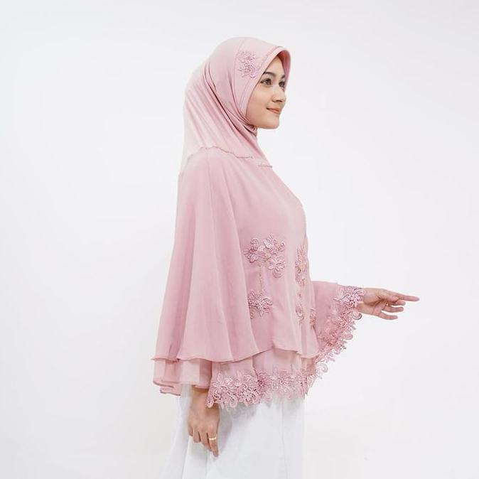 Bergo Renda Kombinasi Payet / Hijab Instan Bahan Jersey Kombinasi Seruty