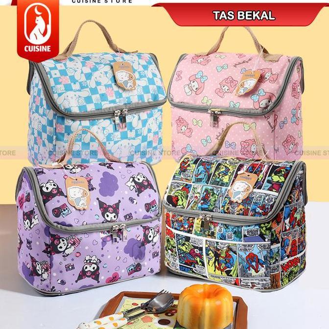 Tas Bekal Anak Serbaguna Vintage Lunch Bag Thermal Cooler Bag ASI Diaper Karakter Kuromi Minecraft G