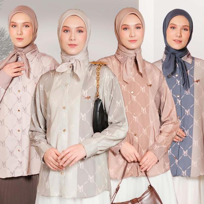 MyLady Hijab Kemeja Arcelli Cantik Nyaman Basic Grey Motif Muslim Baju Wanita Dress Dewasa