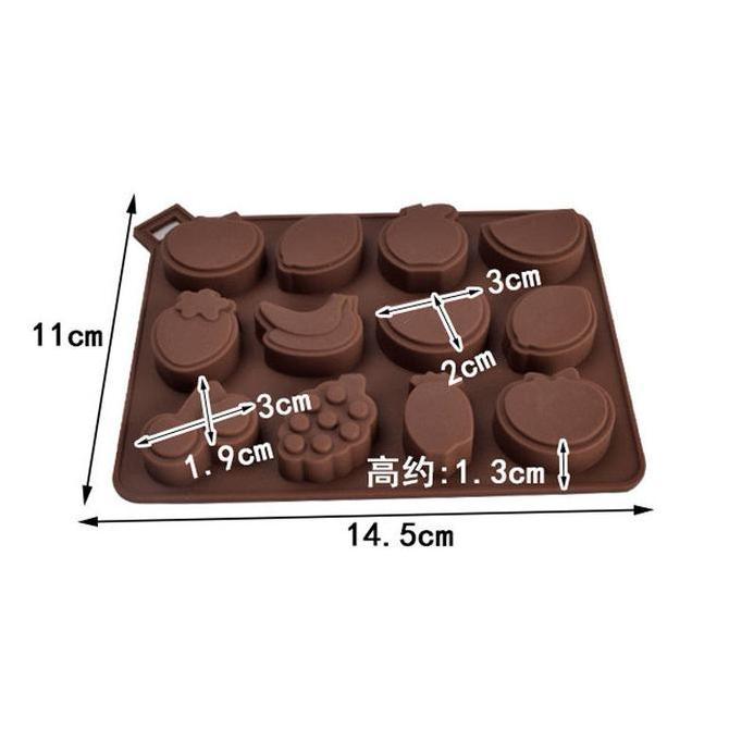 CETAKAN SILIKON ES PUDDING JELLY COKLAT BENTUK BUAH BUAHAN FRUIT SHAPED MOLD