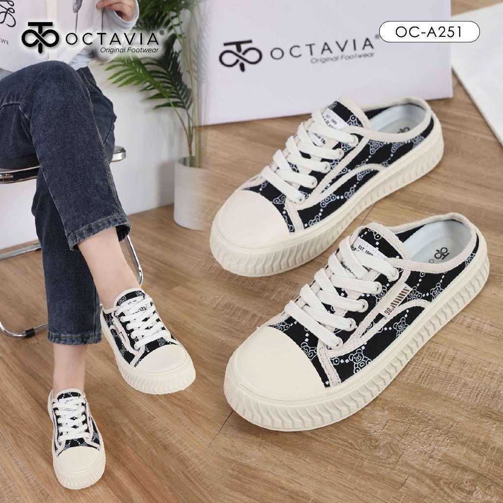 [Original] Octavia Sepatu Sneakers Casual Backless Mules Wanita #Oc-A251