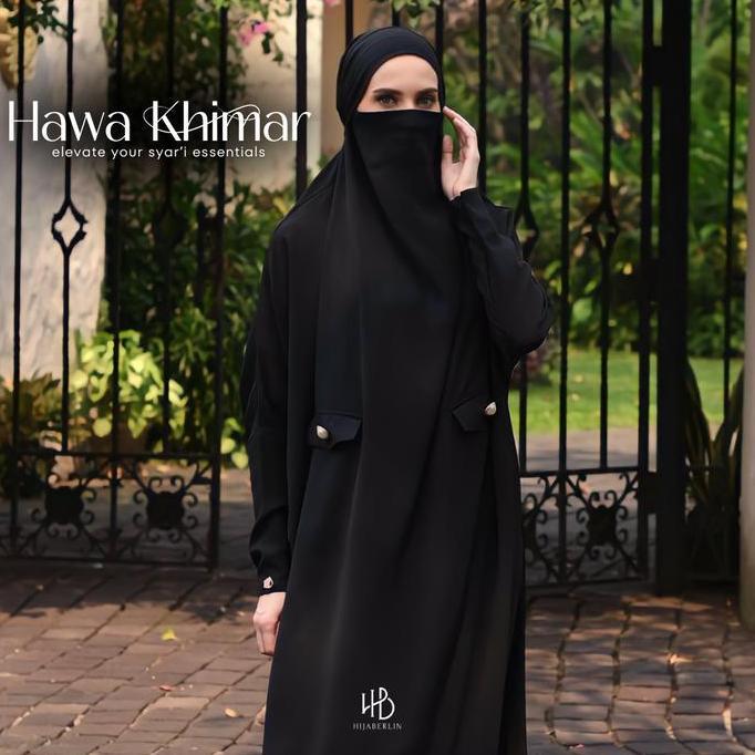 HIJABERLIN - Hawa Overhead Khimar Dress Terusan Berlengan - Gamis Syari Umroh Haji Premium