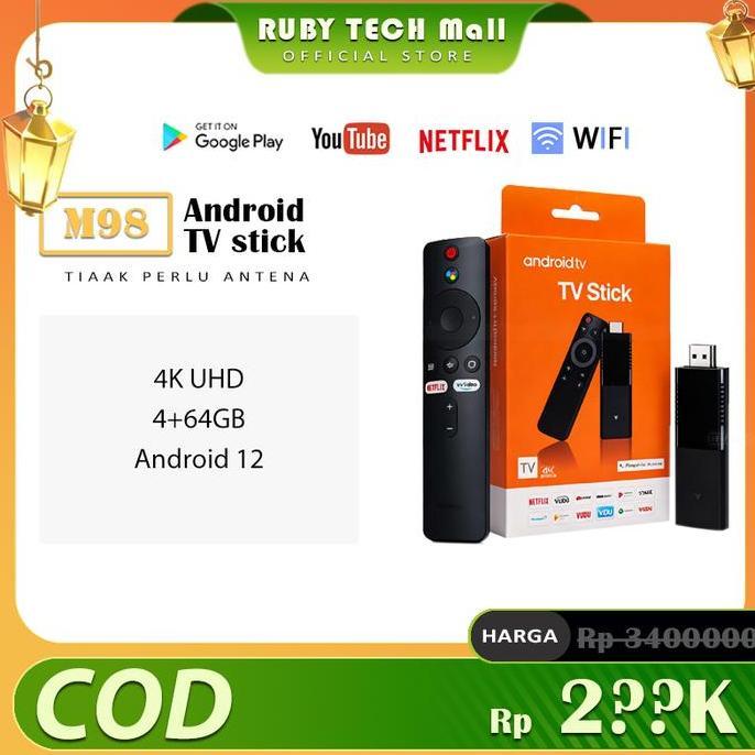 Herefarm88 - Pilihan Kreatorexpose Android TV Stick M98 4K UHD 4+64GB Android 12 Tanpa Antena Layana