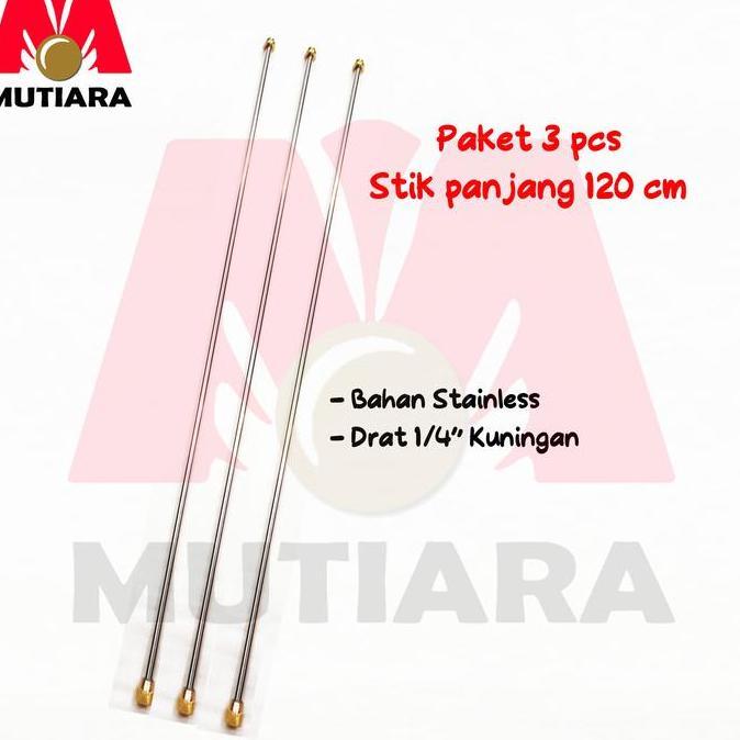 Paket 3 Stik Pompa Stainless steel 120 cm 1/4" jantan betina Robin
