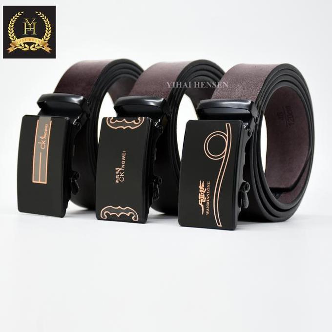 [Y&H] Ikat Pinggang Pria Stainless Tipe Rell Random Bahan PU -YH329