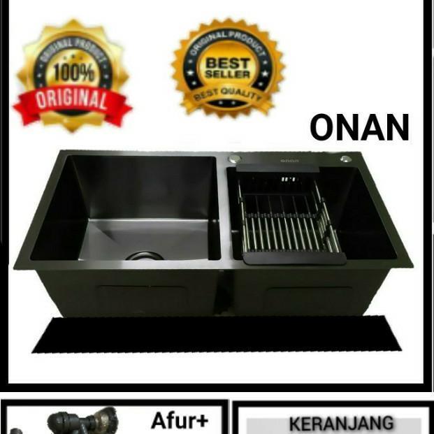 kitchen sink original onan 8245 hitam doff/paket sink 8245 onan hitam